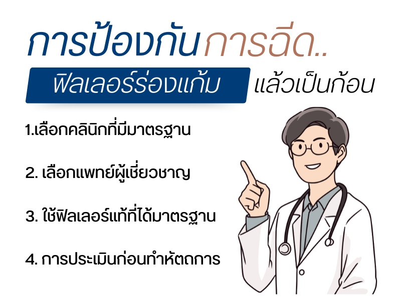 การป้องกันการฉีดฟิลเลอร์ร่องแก้มแล้วเป็นก้อน
