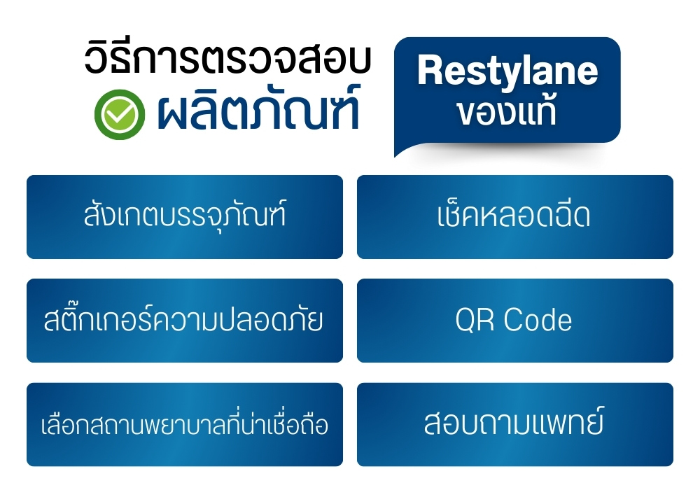 วิธีการตรวจสอบผลิตภัณฑ์ Restylane ของแท้