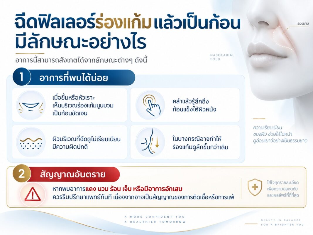 ฉีดฟิลเลอร์ร่องแก้มแล้วเป็นก้อน มีลักษณะอย่างไร