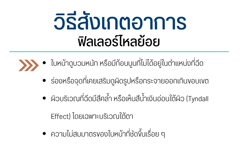 วิธีสังเกตอาการฟิลเลอร์ไหลย้อย