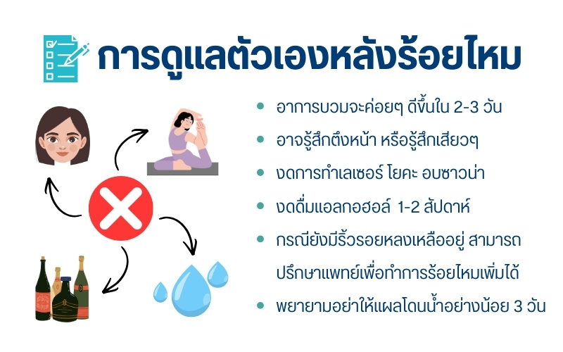 การดูแลตัวเองหลังร้อยไหม