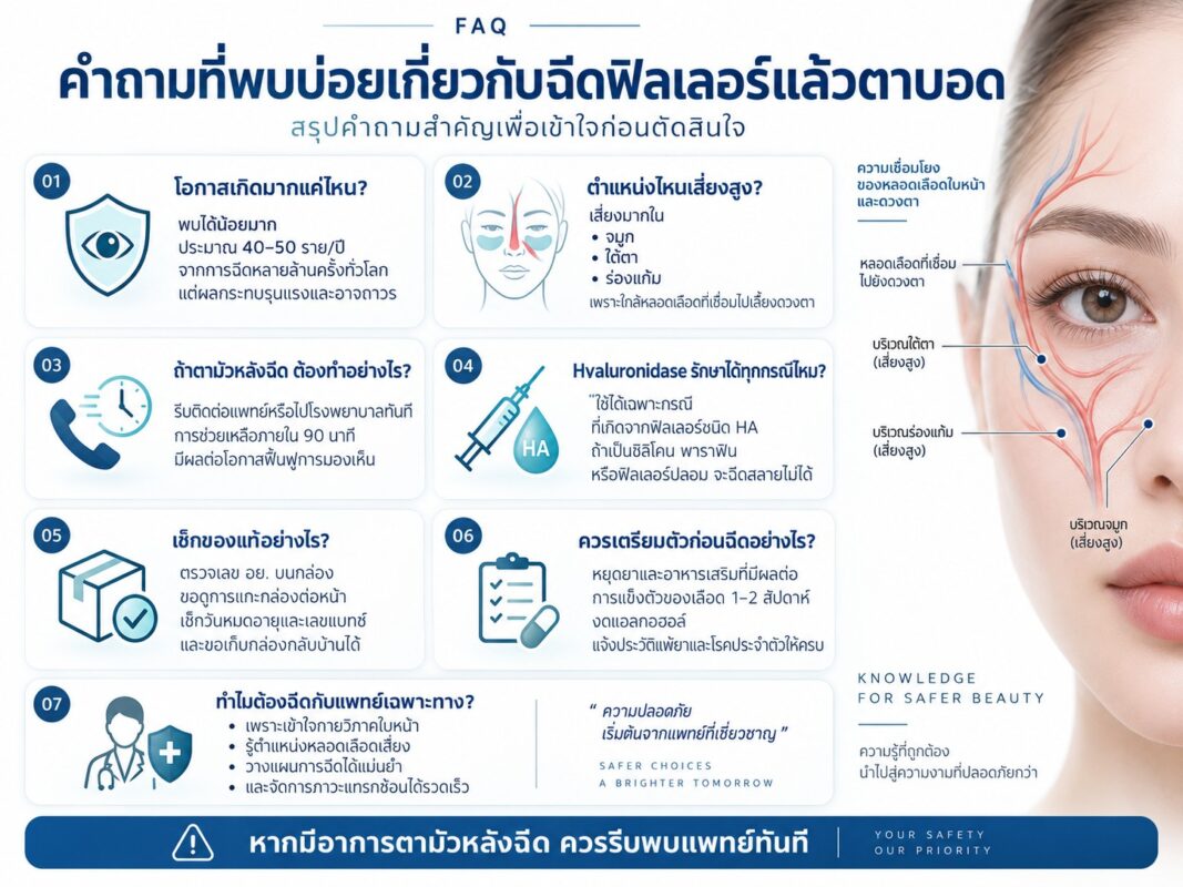 คำถามที่พบบ่อยเกี่ยวกับฉีดฟิลเลอร์แล้วตาบอด
