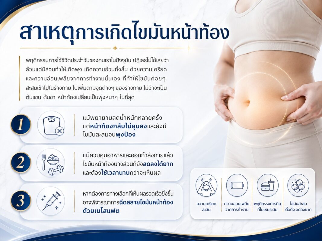 สาเหตุการเกิดไขมันหน้าท้อง