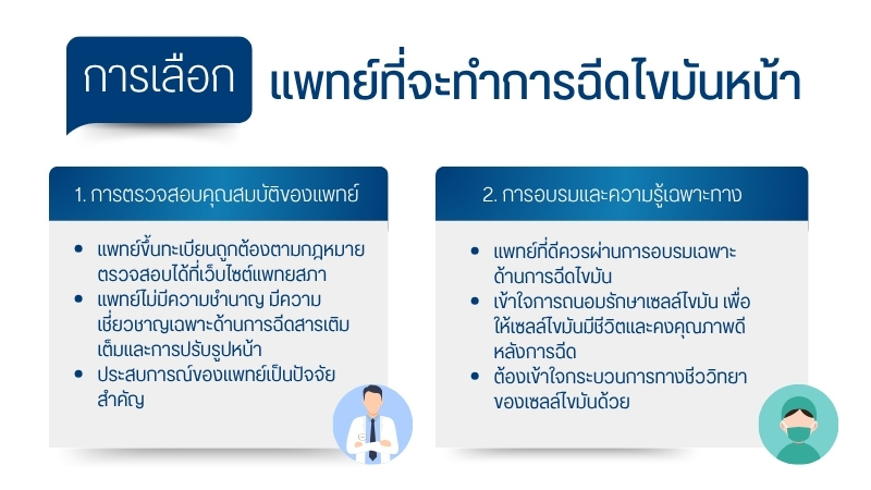 การเลือกแพทย์ที่จะทำการฉีดไขมันหน้า