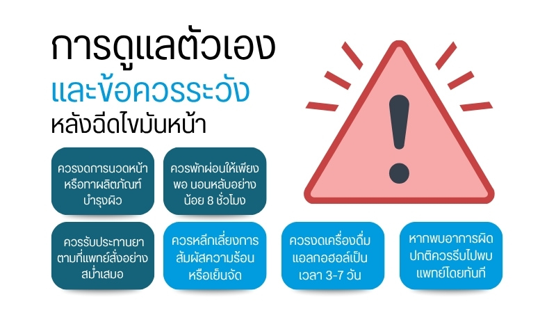 การดูแลตัวเองและข้อควรระวังหลังฉีดไขมันหน้า
