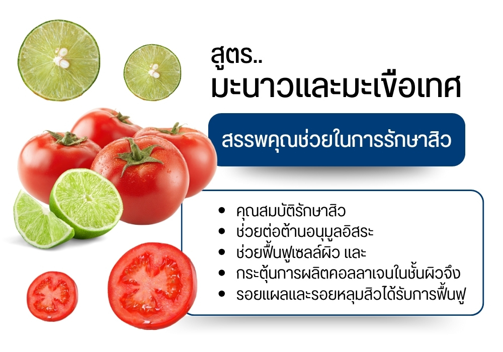 สูตรมะนาวและมะเขือเทศรักษาหลุมสิว