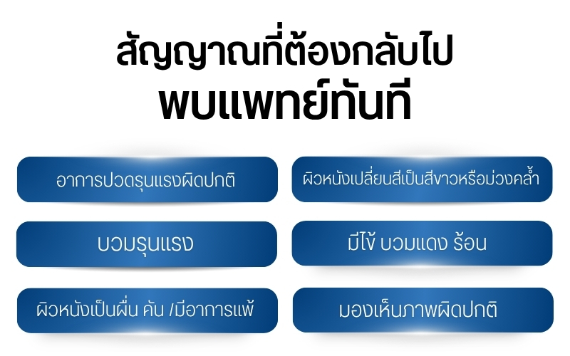 อินโฟกราฟิก สัญญาณที่ต้องกลับไปพบแพทย์ทันทีหลังฉีดฟิลเลอร์คาง