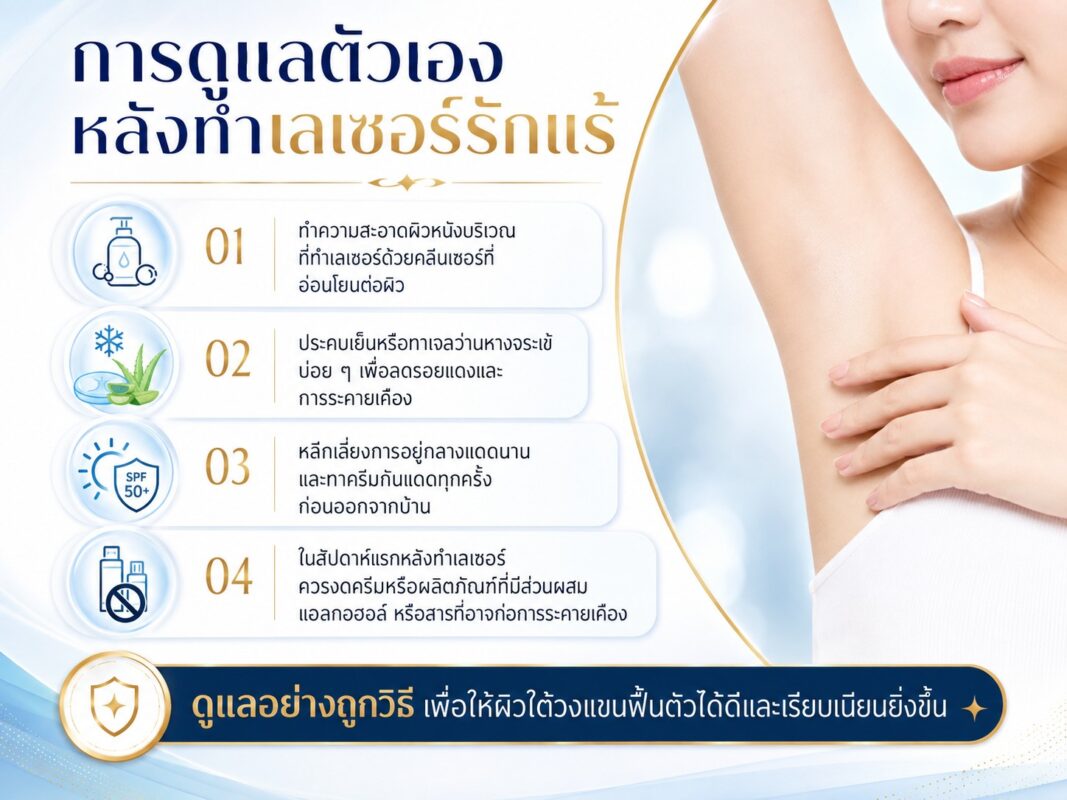 การดูแลตัวเองหลังทำเลเซอร์รักแร้