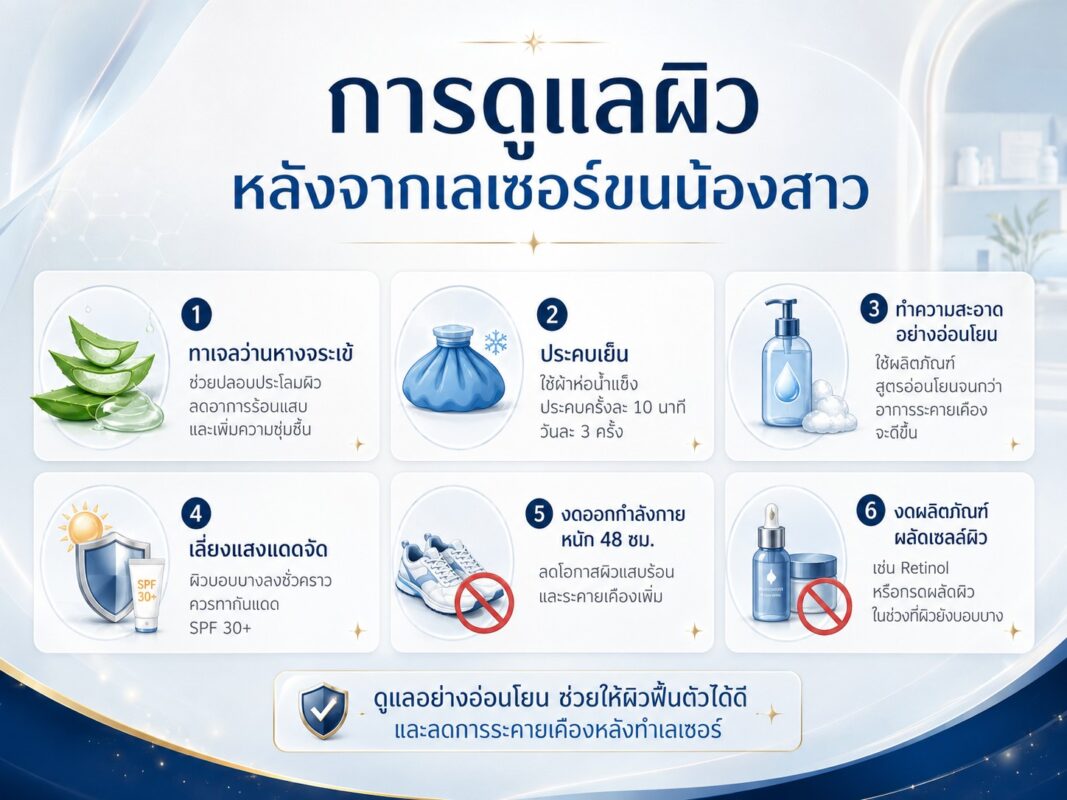 การดูแลผิวหลังจากเลเซอร์ขนน้องสาว
