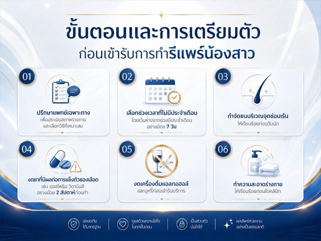 ขั้นตอนและการเตรียมตัวก่อนเข้ารับการทำรีแพร์น้องสาว