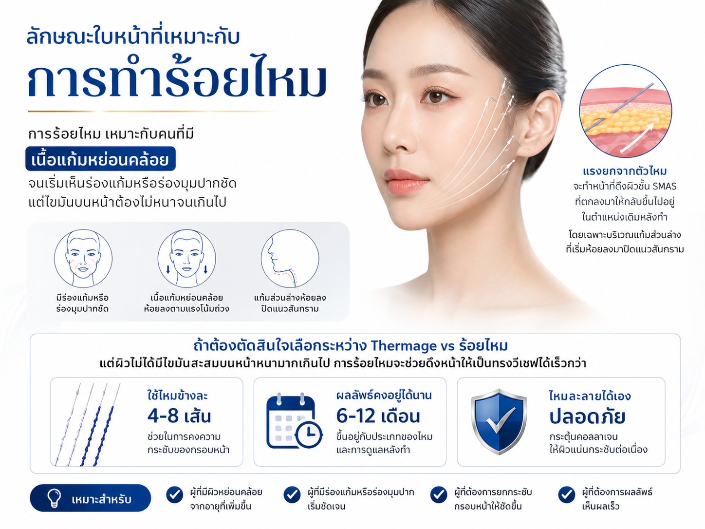 ลักษณะใบหน้าที่เหมาะกับการทำร้อยไหม