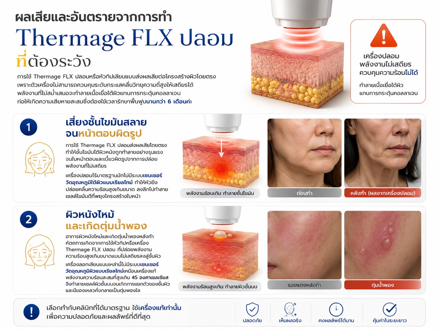 ผลเสียและอันตรายจากการทำ Thermage FLX ปลอมที่ต้องระวัง