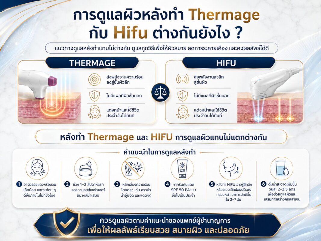 การดูแลผิวหลังทำ Thermage กับ Hifu ต่างกันยังไง ?