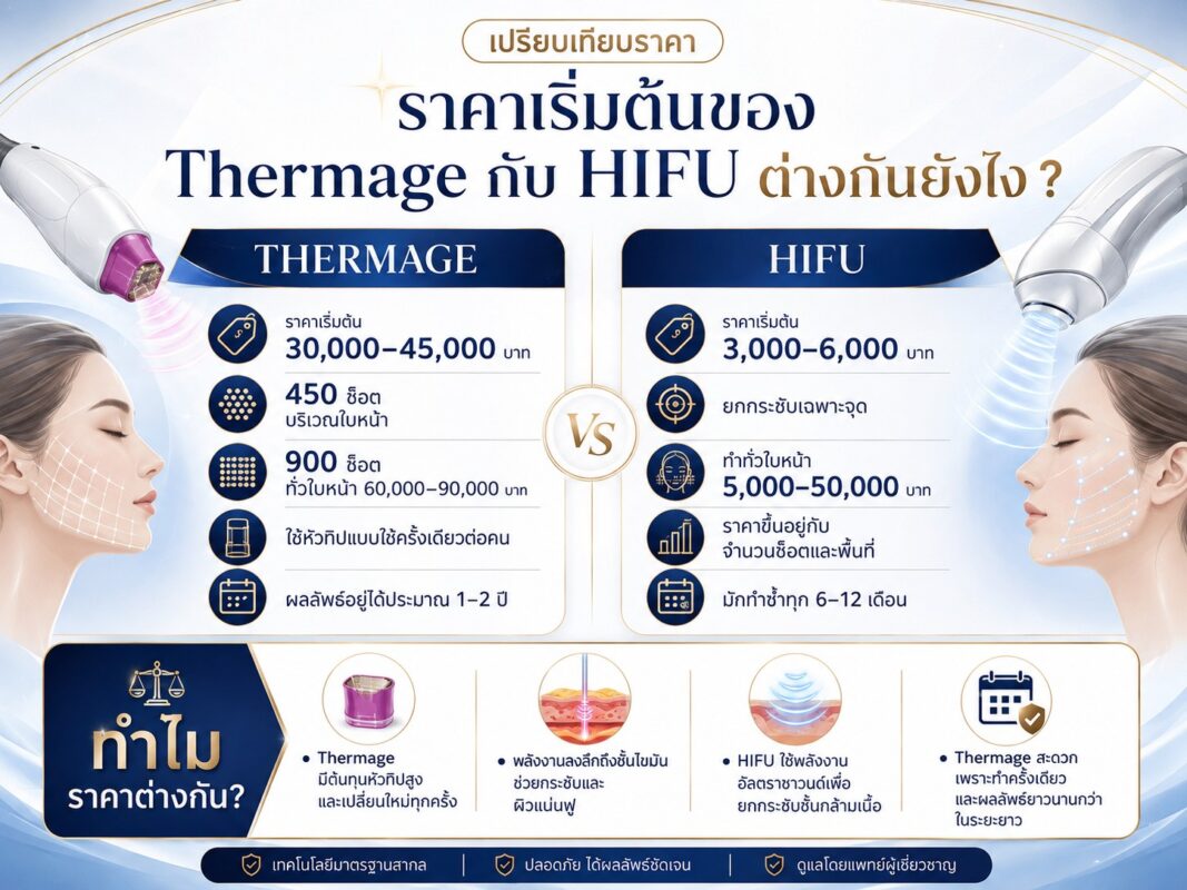 ราคาเริ่มต้นของ Thermage กับ HIFU ต่างกันยังไง ?