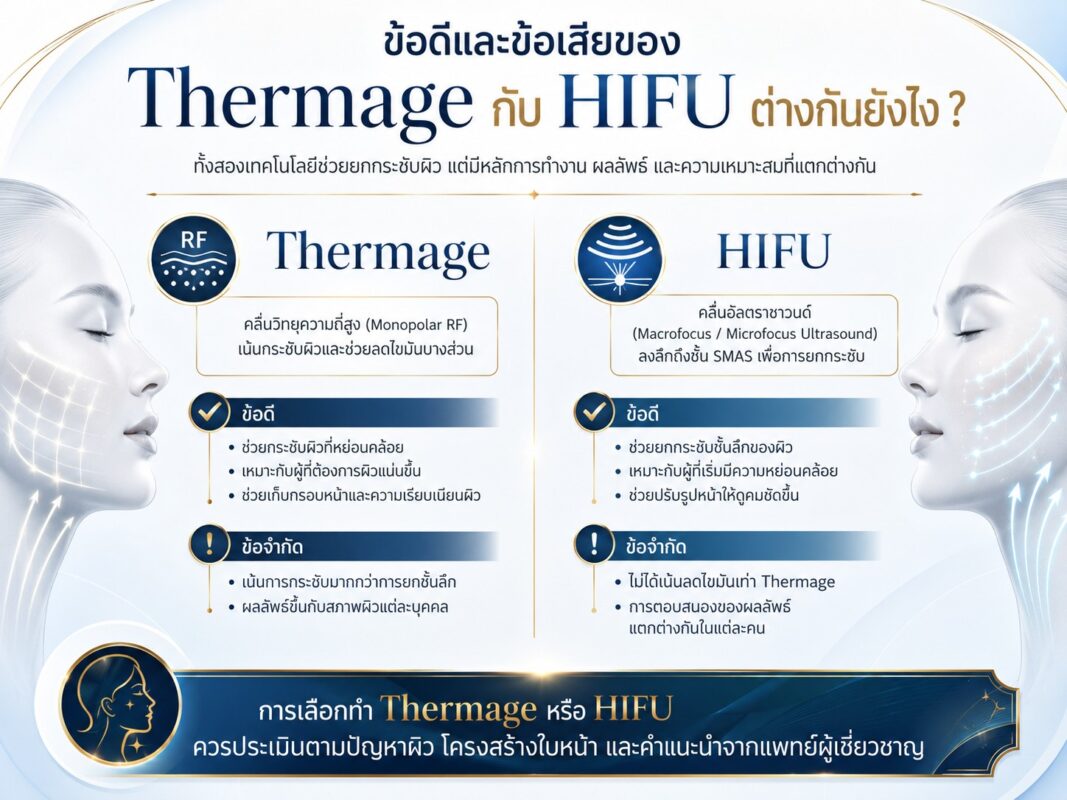 ข้อดีและข้อเสียของ Thermage กับ HIFU ต่างกันยังไง ?
