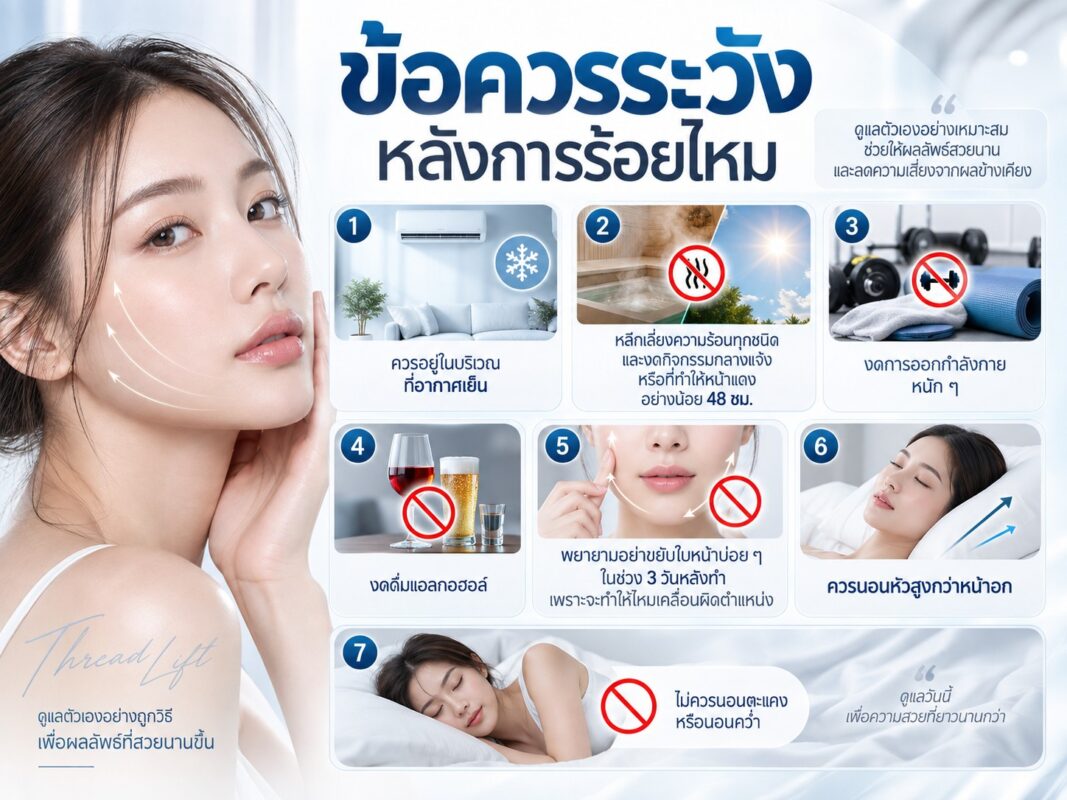 ข้อควรระวังหลังการร้อยไหม