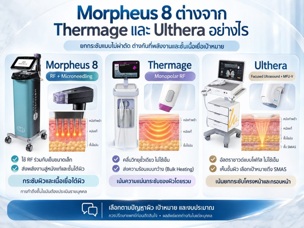 Morpheus 8 ต่างจาก Thermage และ Ulthera อย่างไร