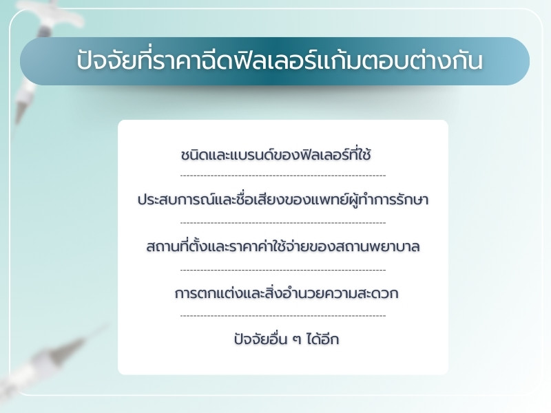 ปัจจัยที่ราคาฉีดฟิลเลอร์แก้มตอบแต่ละที่ต่างกัน