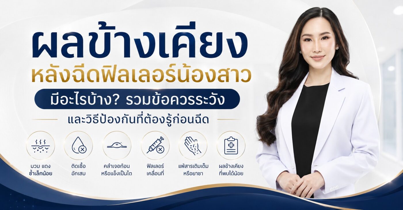 ผลข้างเคียงหลังฉีดฟิลเลอร์น้องสาว มีอะไรบ้าง? รวมข้อควรระวังและวิธีป้องกันที่ต้องรู้ก่อนฉีด [2026]