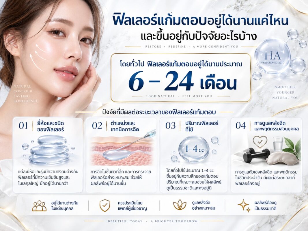 ฟิลเลอร์แก้มตอบอยู่ได้นานแค่ไหน และขึ้นอยู่กับปัจจัยอะไรบ้าง