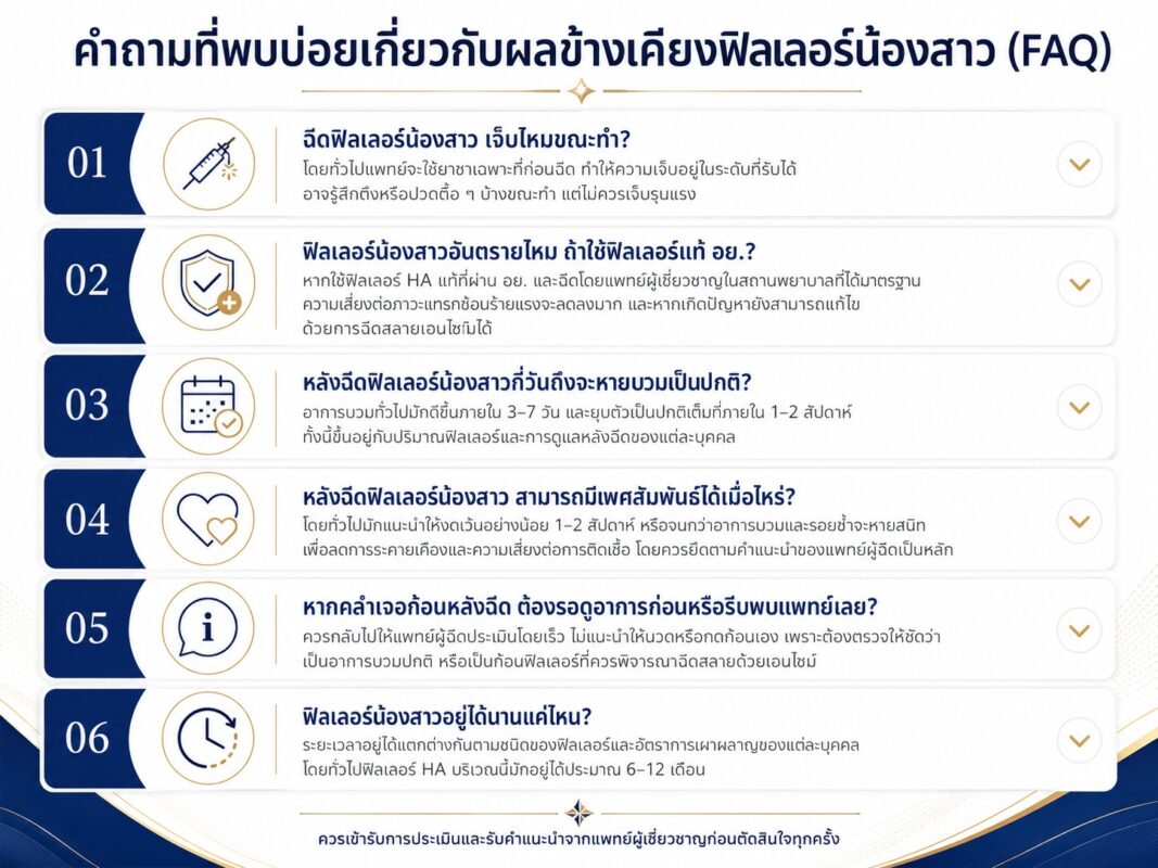 คำถามที่พบบ่อยเกี่ยวกับผลข้างเคียงฟิลเลอร์น้องสาว (FAQ)