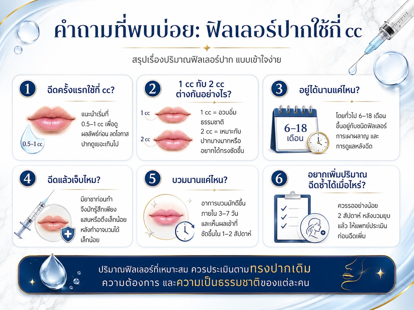 คำถามที่พบบ่อย: ฟิลเลอร์ปากใช้กี่ cc