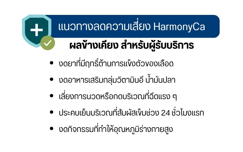 แนวทางลดความเสี่ยง HarmonyCa ผลข้างเคียง สำหรับผู้รับบริการ