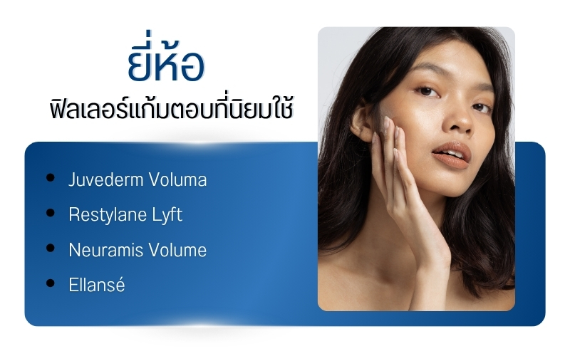 ยี่ห้อฟิลเลอร์แก้มตอบที่นิยมใช้