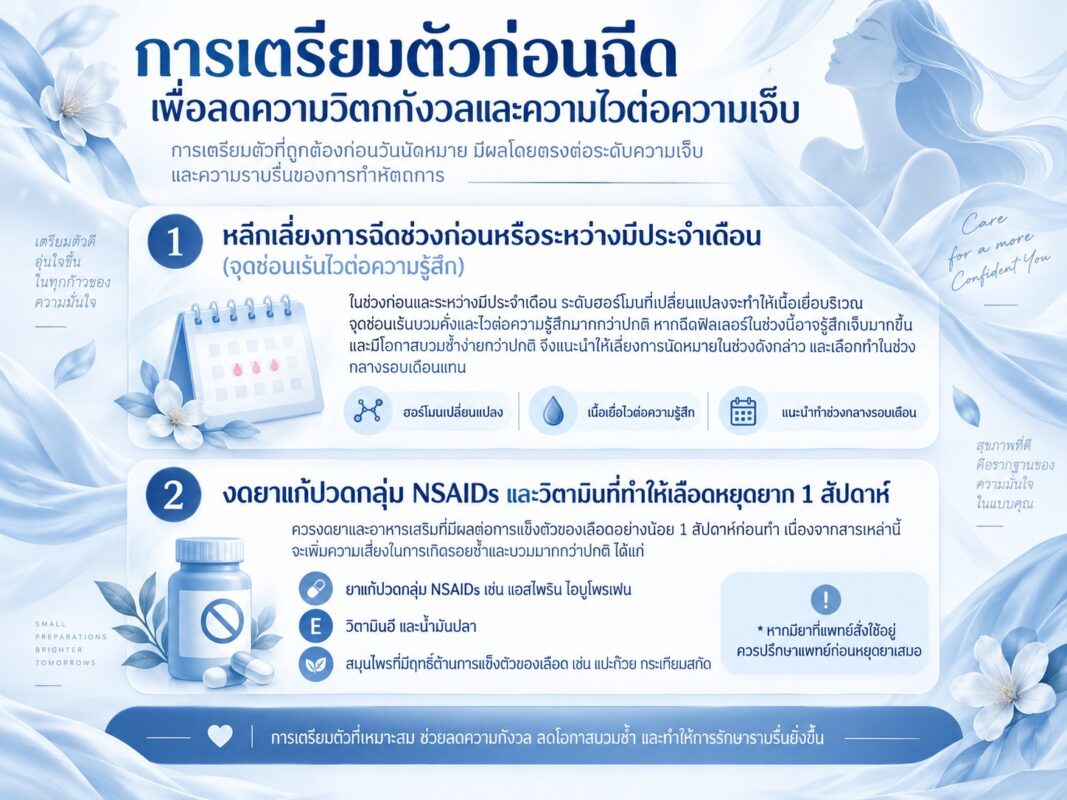 การเตรียมตัวก่อนฉีด เพื่อลดความวิตกกังวลและความไวต่อความเจ็บ