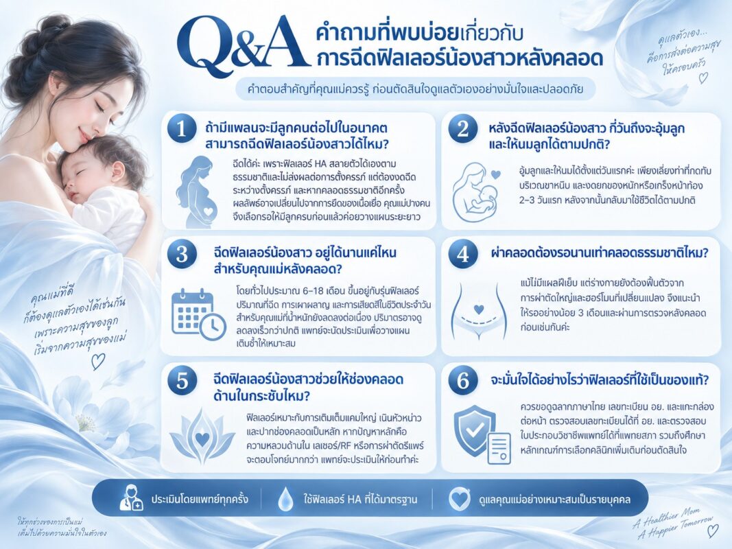 Q&A คำถามที่พบบ่อยเกี่ยวกับการฉีดฟิลเลอร์น้องสาวหลังคลอด