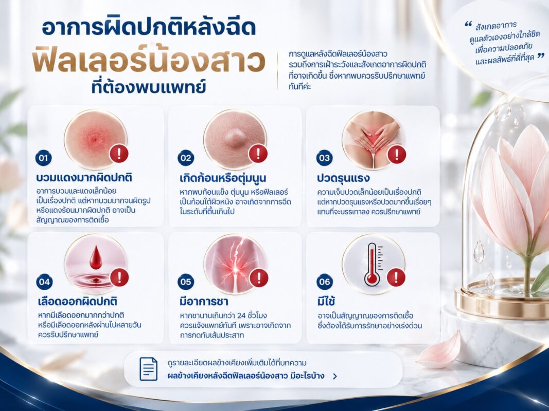 อาการผิดปกติหลังฉีดฟิลเลอร์น้องสาว ที่ต้องพบแพทย์