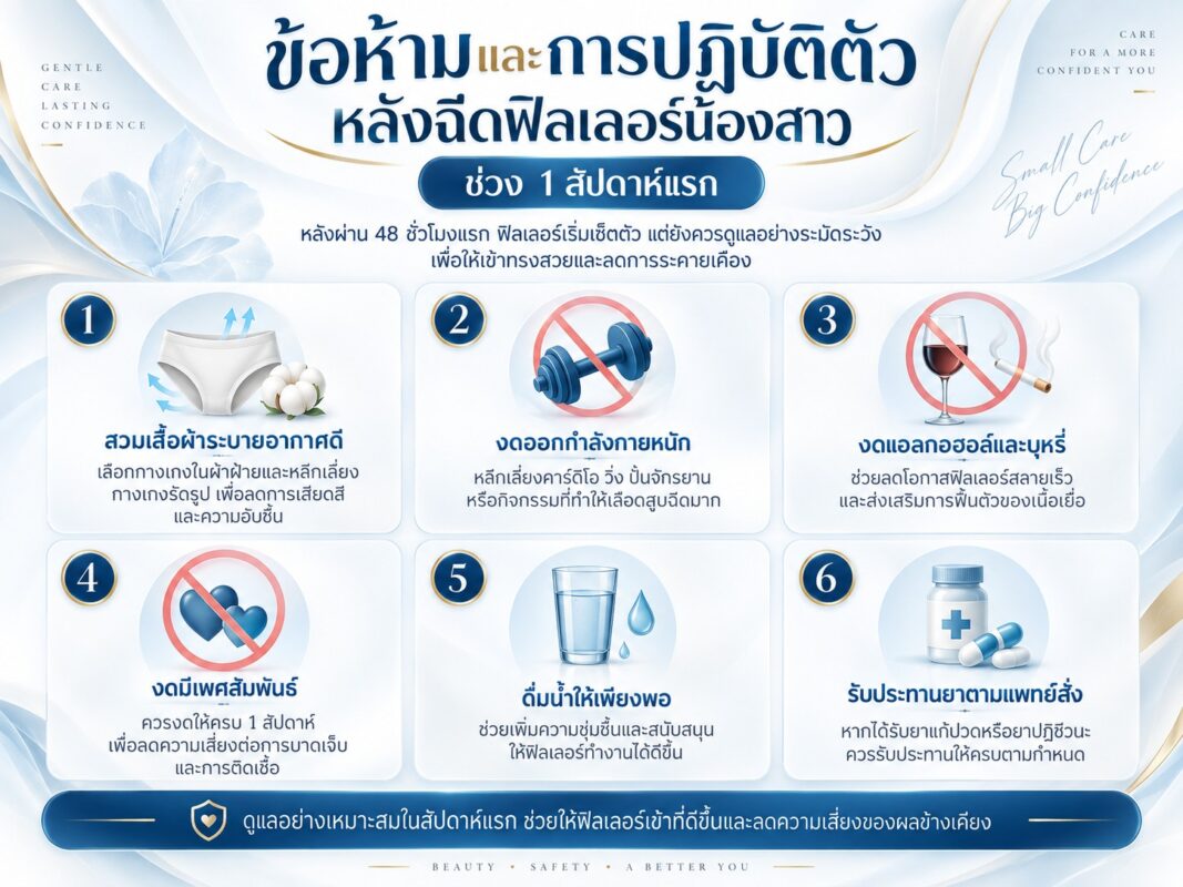 ข้อห้ามและการปฏิบัติตัวหลังฉีดฟิลเลอร์น้องสาว