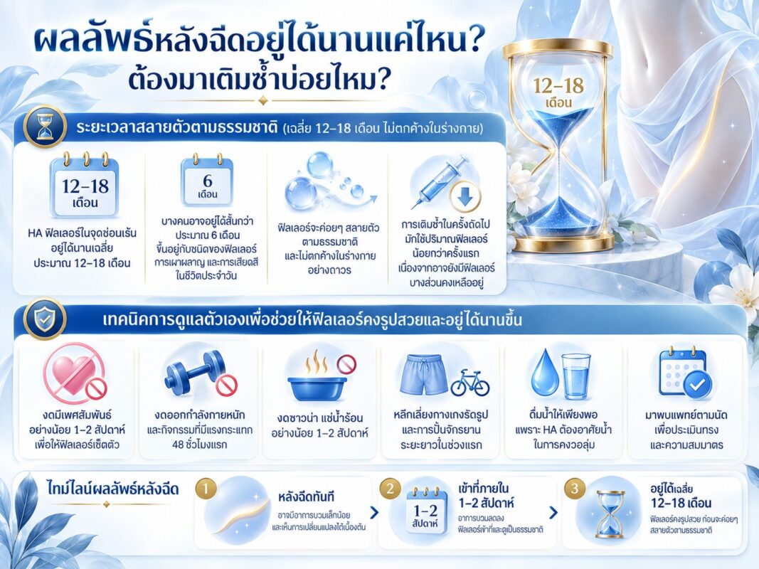 ผลลัพธ์หลังฉีดอยู่ได้นานแค่ไหน? ต้องมาเติมซ้ำบ่อยไหม?
