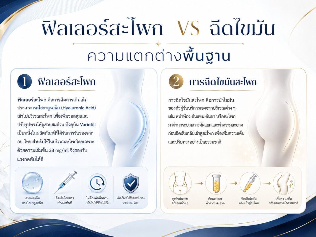 ฟิลเลอร์สะโพก vs ฉีดไขมัน ความแตกต่างพื้นฐาน