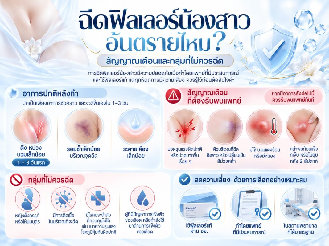 ฉีดฟิลเลอร์น้องสาวอันตรายไหม? สัญญาณเตือนและกลุ่มที่ไม่ควรฉีด