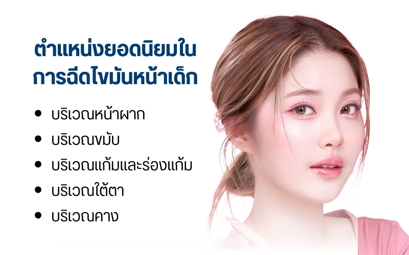 ตำแหน่งยอดนิยมในการฉีดไขมันหน้าเด็ก