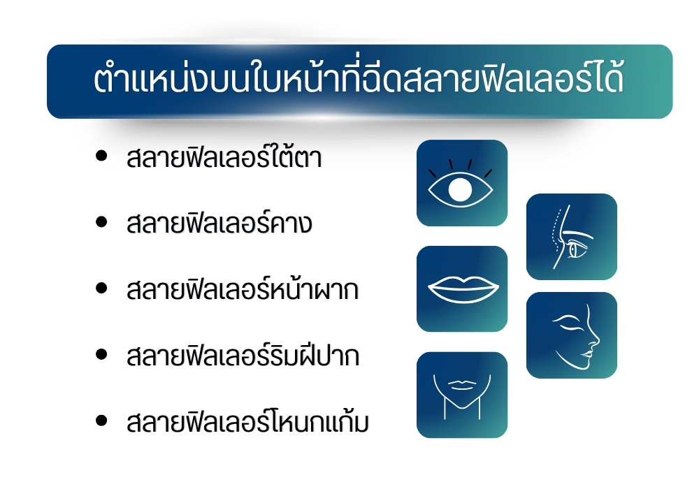 ตำแหน่งบนใบหน้าที่ฉีดสลายฟิลเลอร์ได้