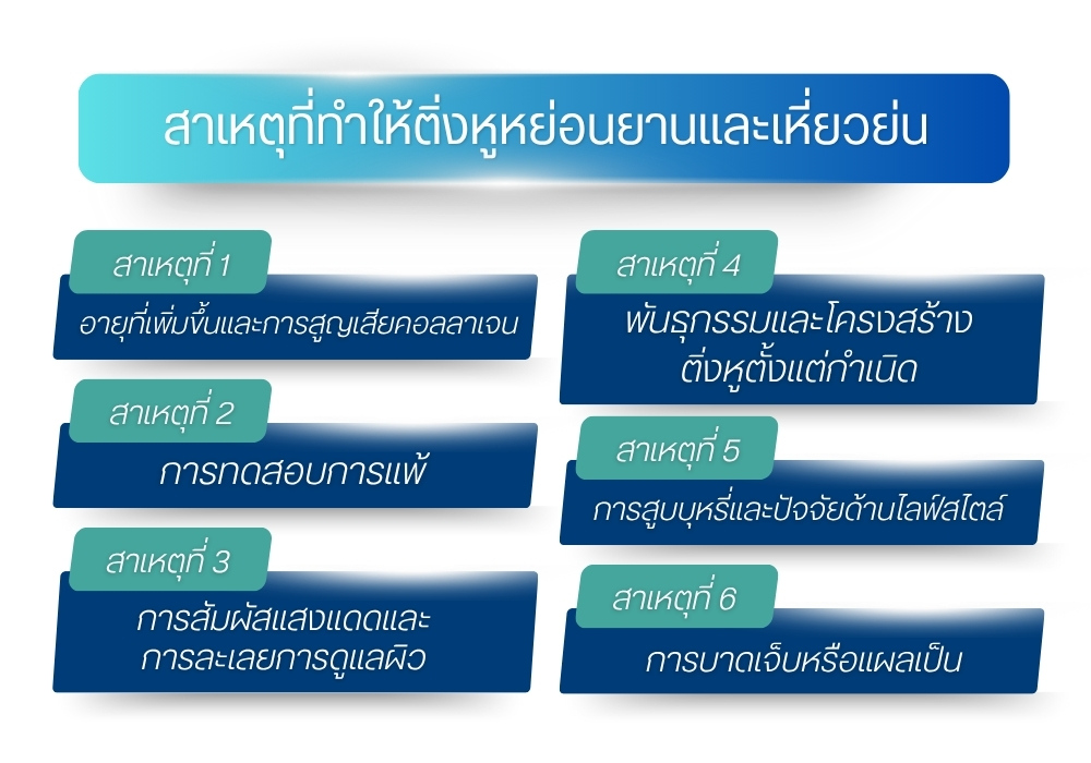 สาเหตุที่ทำให้ติ่งหูหย่อนยานและเหี่ยวย่น