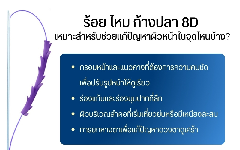 ร้อย ไหม ก้างปลา 8d เหมาะสำหรับช่วยแก้ปัญหาผิวหน้าในจุดไหนบ้าง