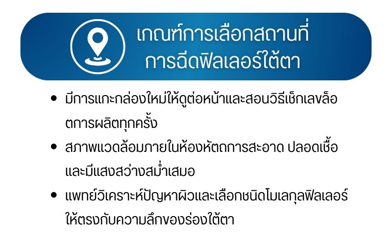 เกณฑ์การเลือกสถานที่การฉีดฟิลเลอร์ใต้ตา