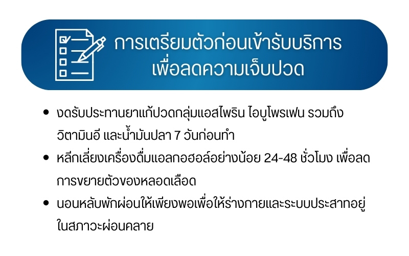 การเตรียมตัวก่อนเข้ารับบริการเพื่อลดความเจ็บปวด
