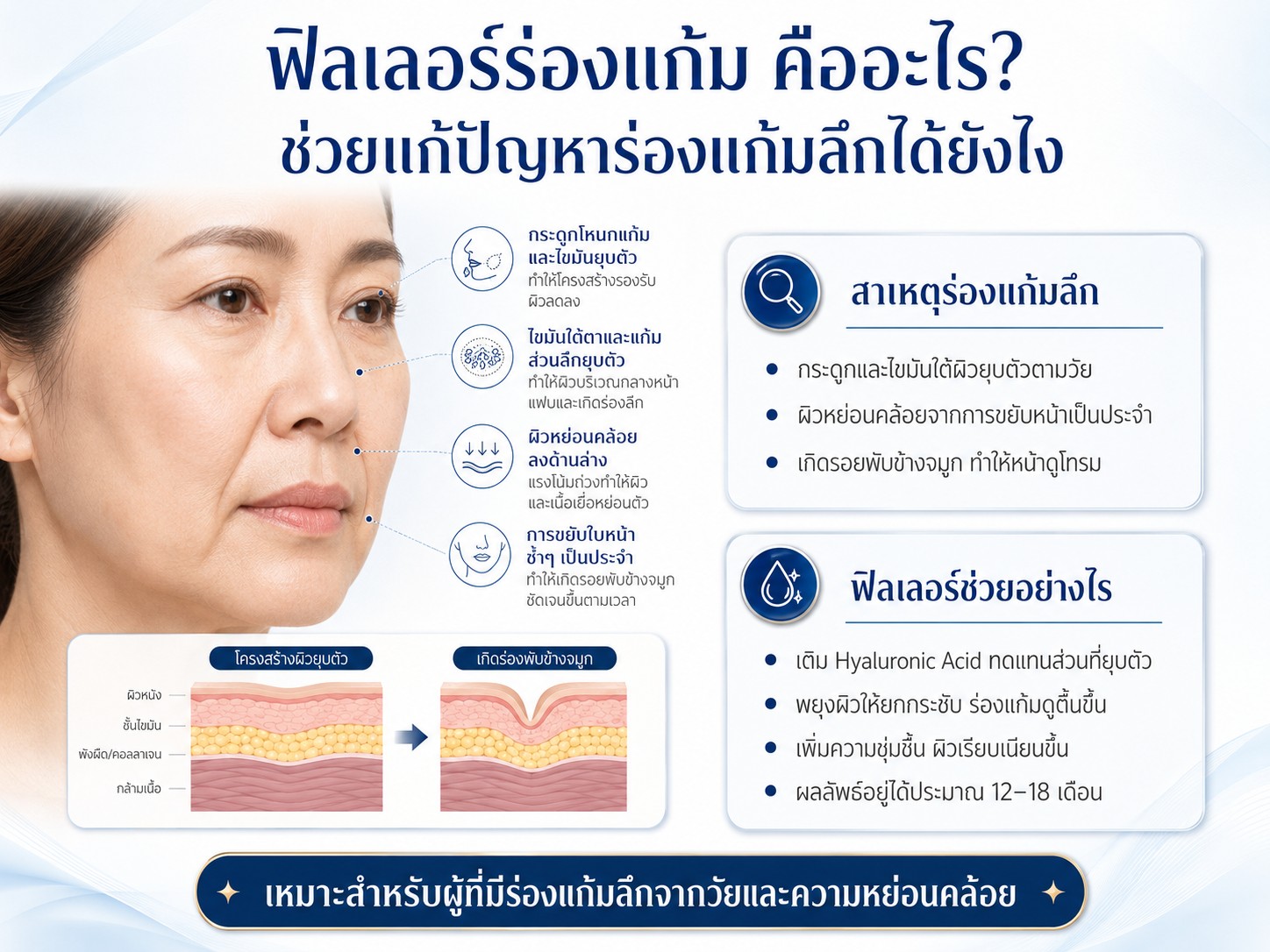 ฟิลเลอร์ร่องแก้ม คืออะไร? ช่วยแก้ปัญหาร่องแก้มลึกได้ยังไง