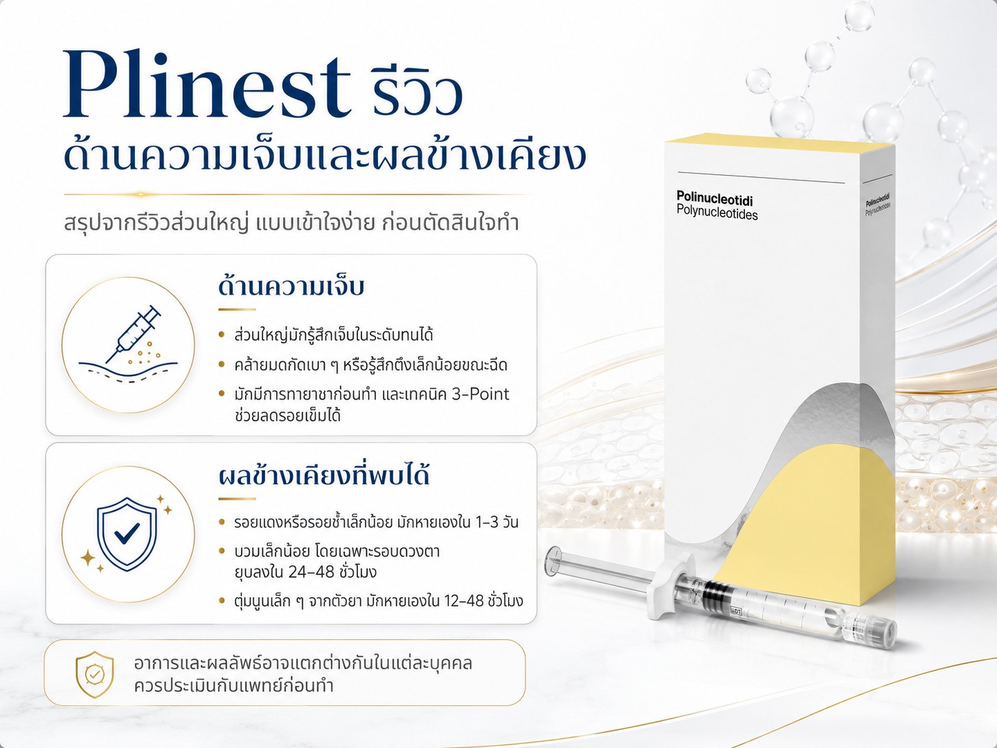 Plinest รีวิว ด้านความเจ็บและผลข้างเคียง