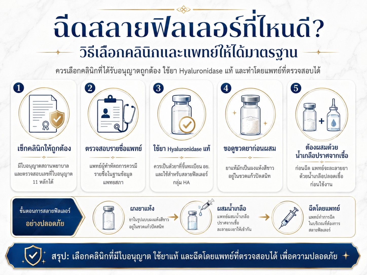ฉีดสลายฟิลเลอร์ที่ไหนดี? วิธีเลือกคลินิกและแพทย์ให้ได้มาตรฐาน
