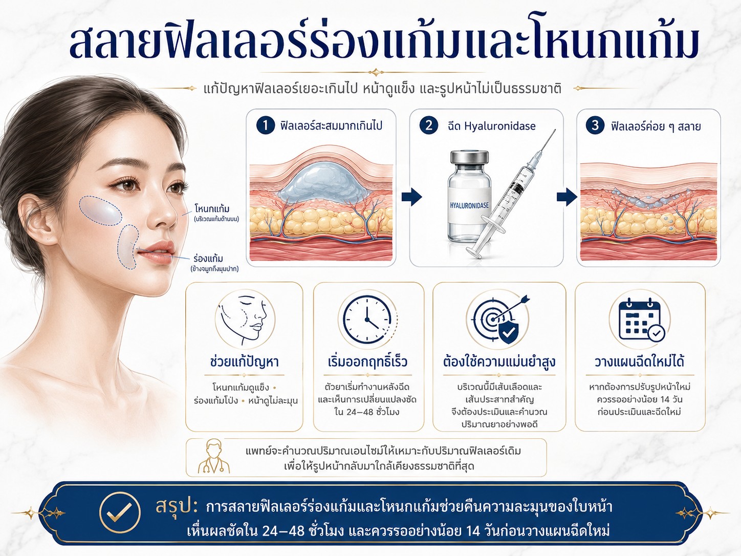 สลายฟิลเลอร์ร่องแก้มและโหนกแก้ม