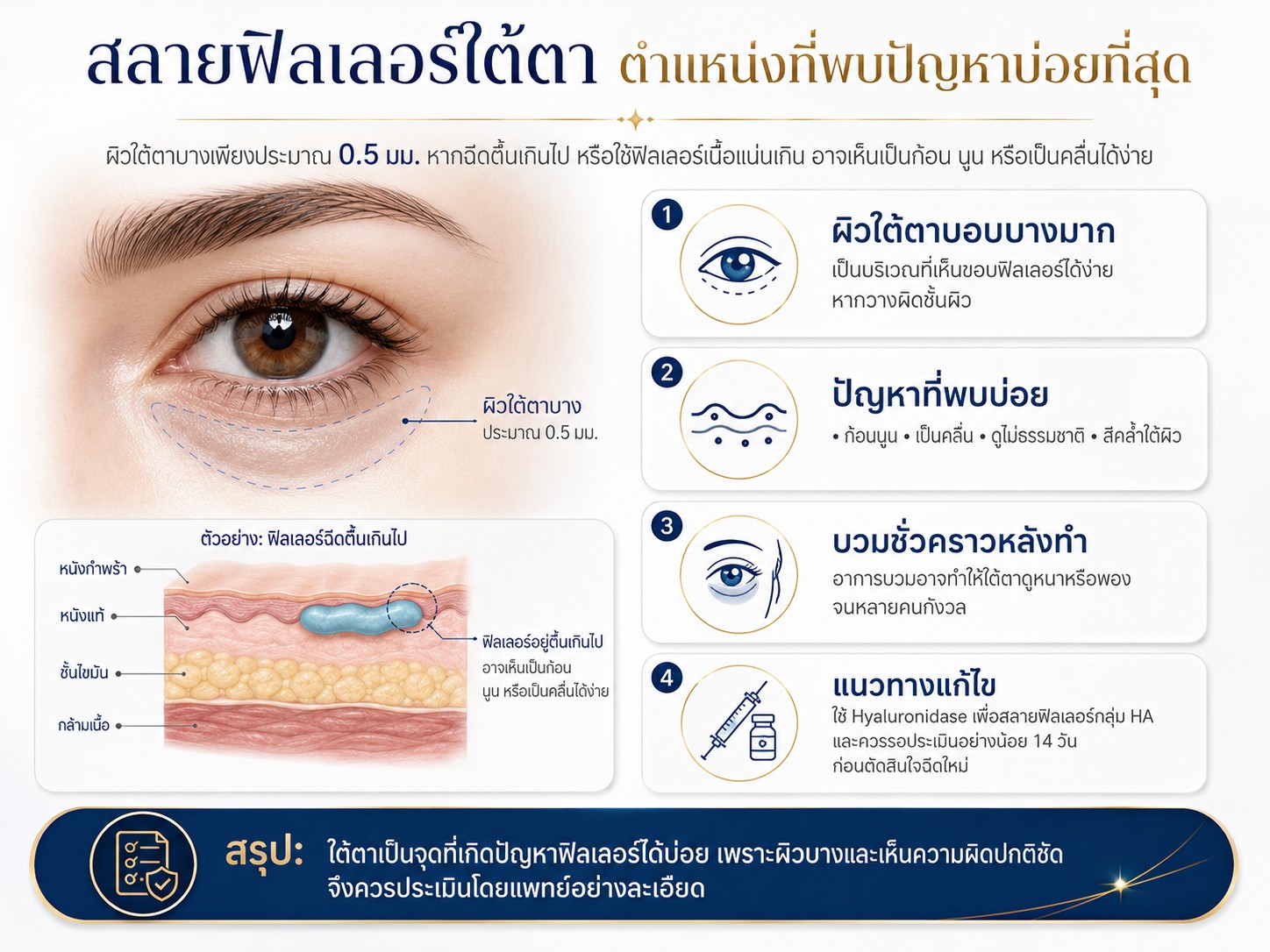 สลายฟิลเลอร์ใต้ตา ตำแหน่งที่พบปัญหาบ่อยที่สุด