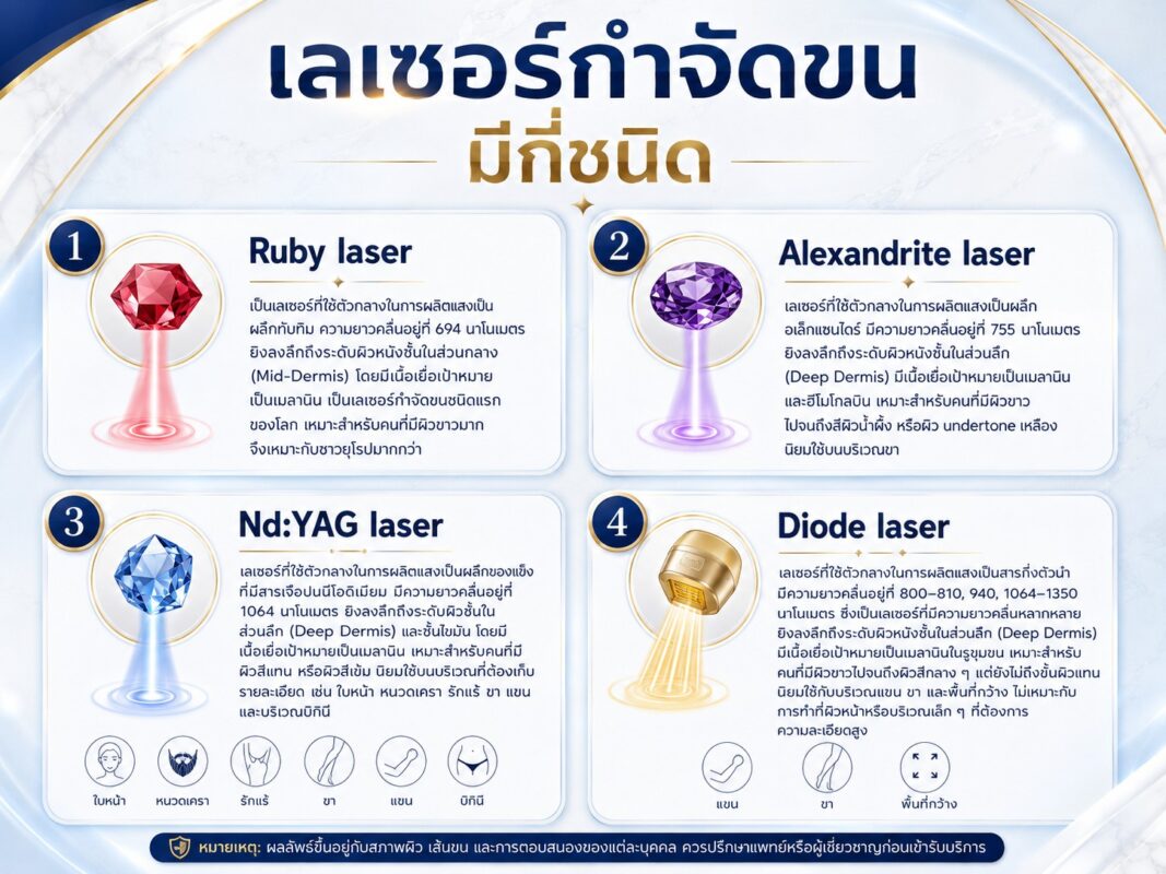 เลเซอร์กำจัดขน มีกี่ชนิด