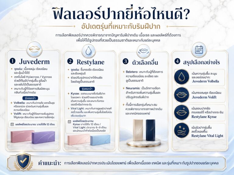 ฟิลเลอร์ปากยี่ห้อไหนดี? อัปเดตรุ่นที่เหมาะกับริมฝีปาก