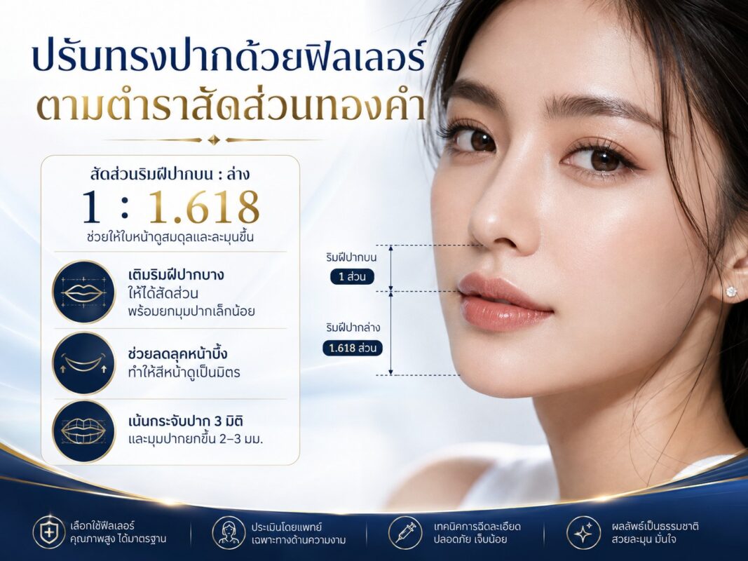 ปรับทรงปากด้วยฟิลเลอร์ ตามตำราสัดส่วนทองคำ