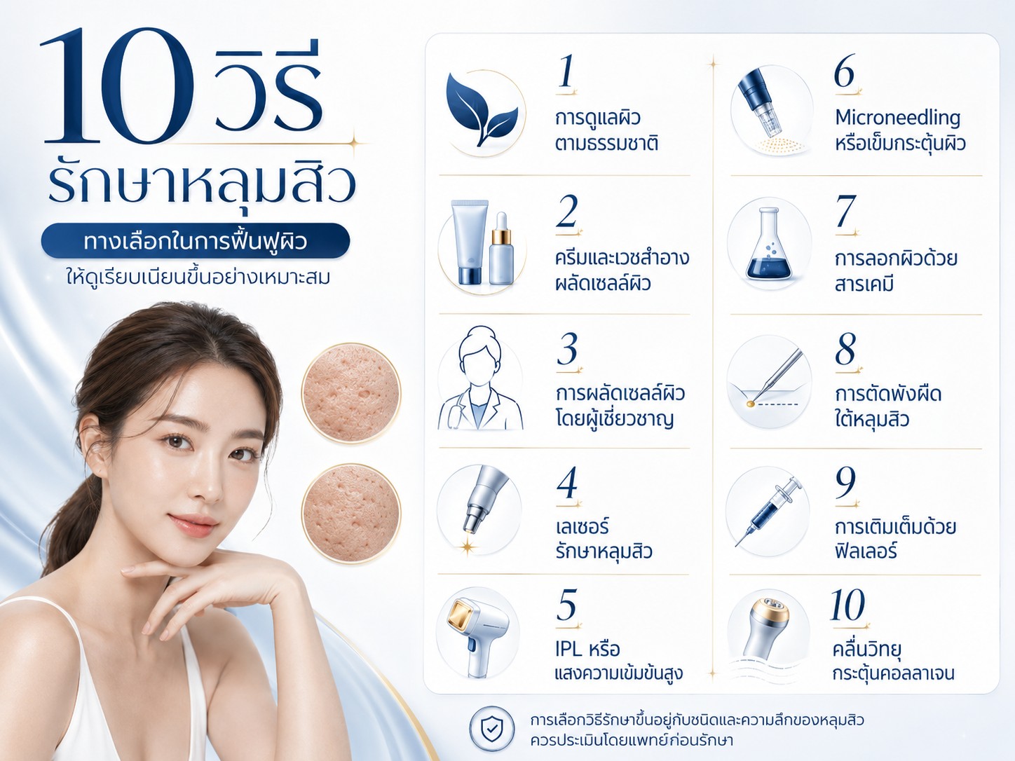 วิธีการรักษาหลุมสิวต่าง ๆ